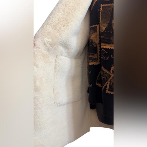 Love Token Oversized Long Faux Fur & Knit Cream Soft Jacket fits various sizes - Picture 3 of 5